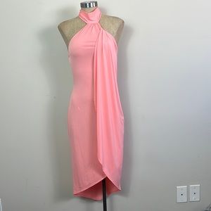 Venus Halter Wrap Dress Women Small Peach Stretch